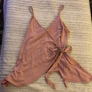 Blush wrap tank with tie